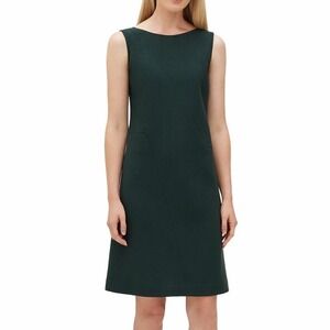 Lafayette 148 LaFlora Boatneck 100% Wool Spruce Shift Dress XS